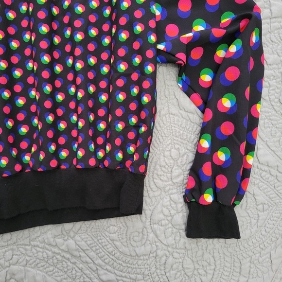 Terez Windbreaker Sweatshirt XS Pullover Black Colorful Polka Dot Long Sleeve - Picture 3 of 8